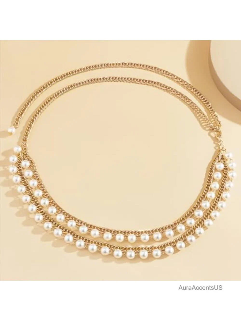 Gold Chain Belt with Pearl Sunflower Butterfly Waist Chain Plus Size Long